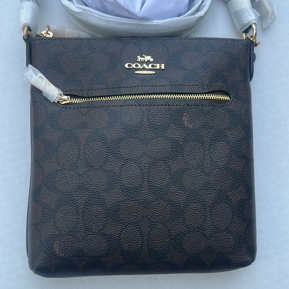 New COACH Mini Rowan File Bag In Signature Canvas - Picture 3 of 8